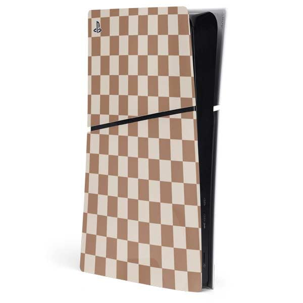 Skinit Decal Gaming Skin Compatible with PS5 Slim Digital Edition Console - Neutral Checkered Design