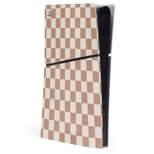 Skinit Decal Gaming Skin Compatible with PS5 Slim Digital Edition Console - Neutral Checkered Design