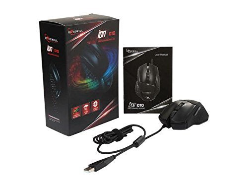 Rosewill Wired USB Gaming Mouse, 4000 DPI Optical Sensor, Ergonomic Design, ION D10 Color, Ideal for Big Hands