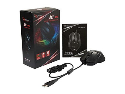 Rosewill Wired USB Gaming Mouse, 4000 DPI Optical Sensor, Ergonomic Design, ION D10 Color, Ideal for Big Hands