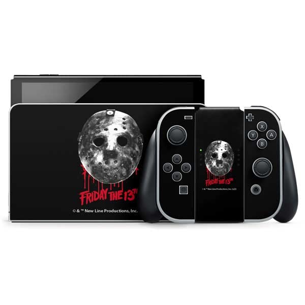 Skinit Decal Gaming Skin Compatible with Nintendo Switch OLED (2021) - Officially Licensed Warner Bros Friday The 13th Jason Voorhees Dripping Mask Design