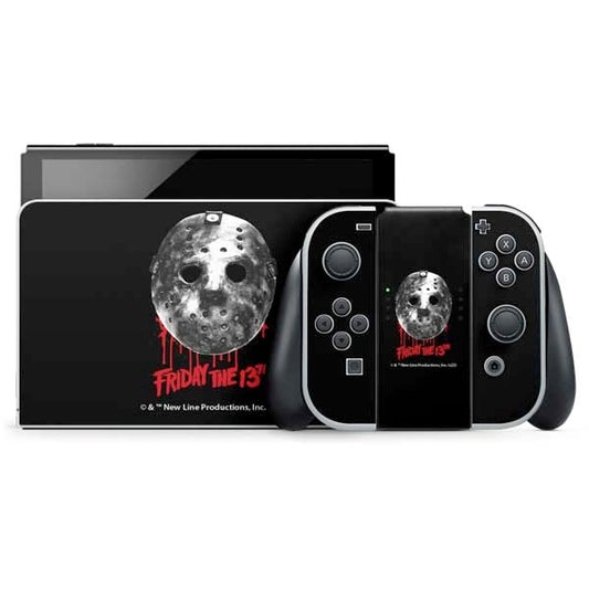 Skinit Decal Gaming Skin Compatible with Nintendo Switch OLED (2021) - Officially Licensed Warner Bros Friday The 13th Jason Voorhees Dripping Mask Design