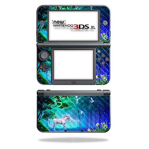 MightySkins Carbon Fiber Skin for Nintendo New 3DS XL (2015) - Unicorn Fantasy | Protective  Durable Textured Carbon Fiber Finish | Easy to Apply  Remove  and Change Styles | Made in The USA