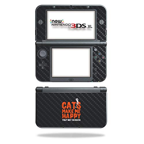 MightySkins Carbon Fiber Skin for Nintendo New 3DS XL (2015) - Cats Make Me Happy | Protective  Durable Textured Carbon Fiber Finish | Easy to Apply  Remove  and Change Styles | Made in The USA