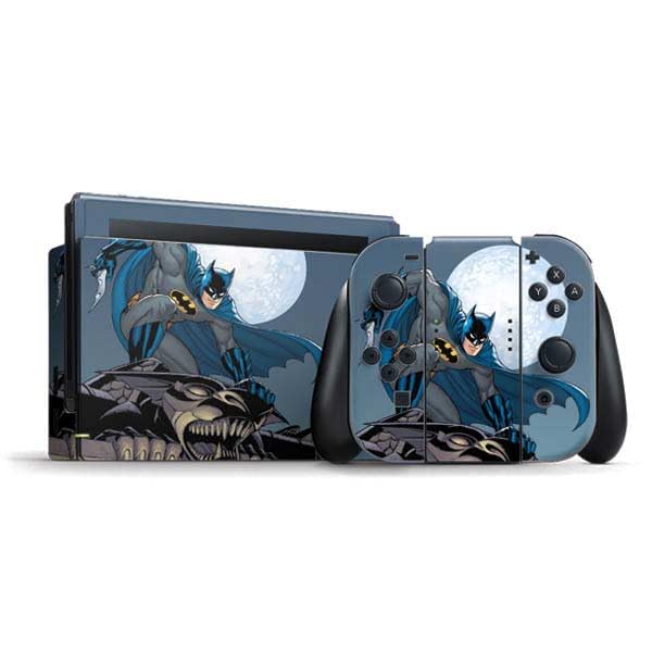 Skinit Decal Gaming Skin Compatible with Nintendo Switch Bundle - Officially Licensed DC Comics Batman Watches Over The City Design