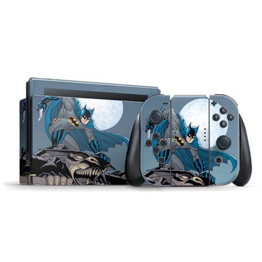 Skinit Decal Gaming Skin Compatible with Nintendo Switch Bundle - Officially Licensed DC Comics Batman Watches Over The City Design