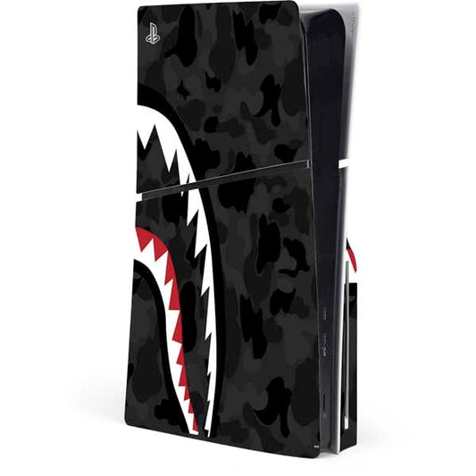 Skinit Decal Gaming Skin Compatible with PS5 Slim Disk Console - Shark Teeth Grey Street Camo Design