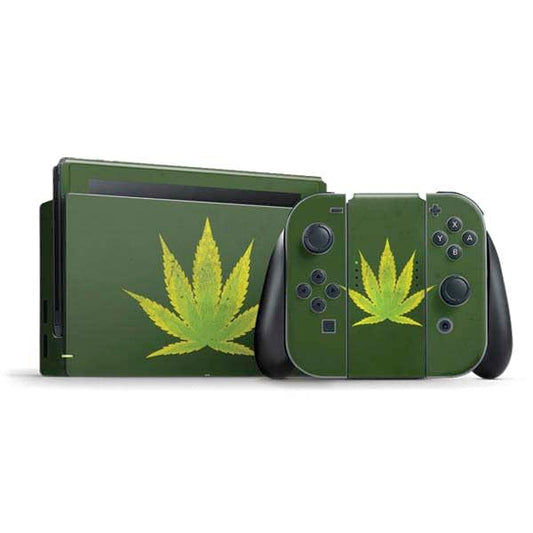 Skinit Decal Gaming Skin Compatible with Nintendo Switch Bundle - Marijuana Leaf Light Green Design