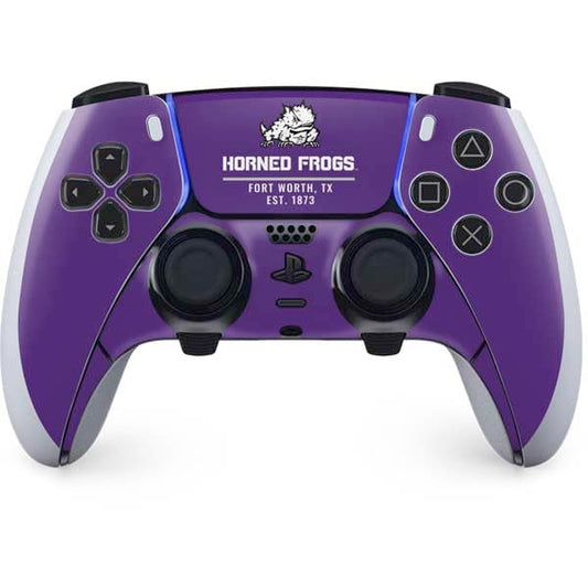 Skinit Decal Gaming Skin Compatible with PS5 DualSense Edge Pro Controller - Officially Licensed Texas Christian University Horned Frogs Fort Worth Design