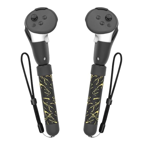 Tyasoleil VR Handle Attachment for Meta Quest 3  Extension Controller Accesories Compatible with Oculus  Gorilla Tag Long Arms Grips  for Beat Saber More playter Experience (Black Gold)