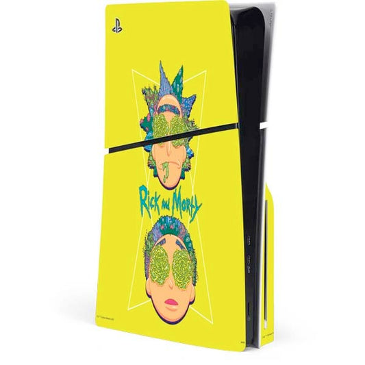 Skinit Decal Gaming Skin Compatible with PS5 Slim Disk Console - Officially Licensed Adult Swim Rick and Morty Rick and Morty Portal Eyes Design