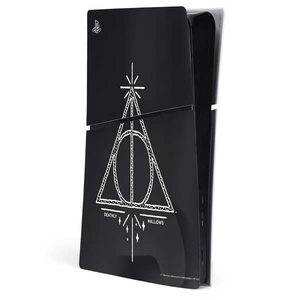 Skinit Decal Gaming Skin Compatible with PS5 Slim Digital Edition Console - Officially Licensed Wizarding Worlds Harry Potter Deathly Hallows Symbol Design
