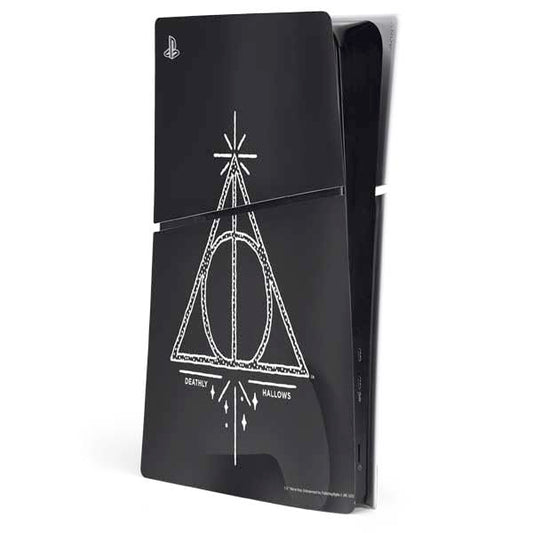 Skinit Decal Gaming Skin Compatible with PS5 Slim Digital Edition Console - Officially Licensed Wizarding Worlds Harry Potter Deathly Hallows Symbol Design