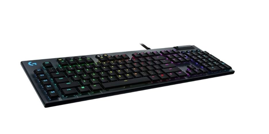 Logitech G815 LIGHTSYNC RGB Mechanical Gaming Keyboard with Low Profile GL Clicky key switch  5 programmable G-keys  USB Passthrough  dedicated media control - Clicky  Black (Renewed)