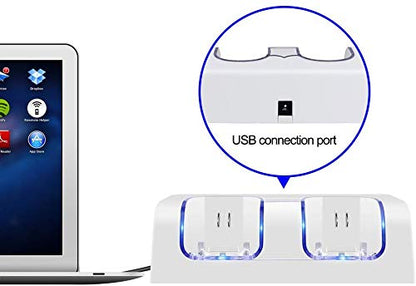 Pulory Wii Charging Station - Dual Charger Dock with 2 Rechargeable 2800mAh Batteries, White