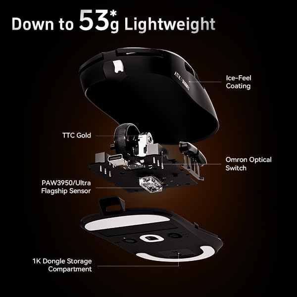 ATK Dragonfly A9 Wireless Gaming Mouse - 30000 DPI, 8k Polling Rate, Tri-Mode, Black