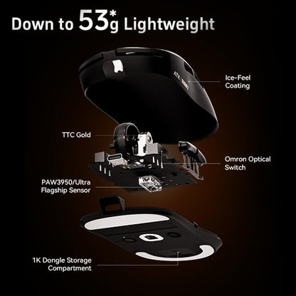 ATK Dragonfly A9 Wireless Gaming Mouse - 30000 DPI, Tri-Mode, Long Battery Life, Black