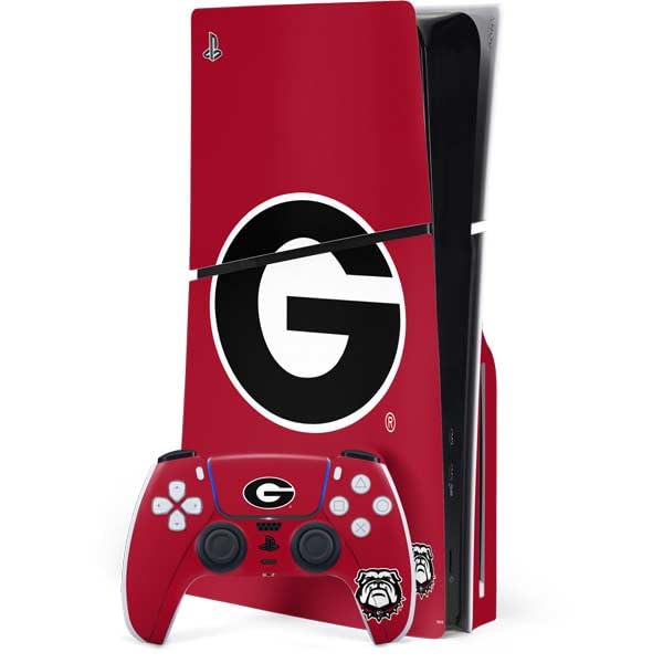 Skinit Decal Gaming Skin Compatible with PS5 Slim Disk Bundle - Officially Licensed University of Georgia Logo Red Design