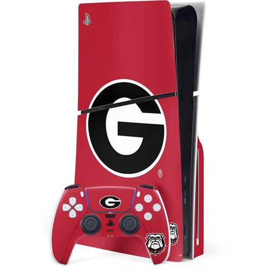 Skinit Decal Gaming Skin Compatible with PS5 Slim Disk Bundle - Officially Licensed University of Georgia Logo Red Design