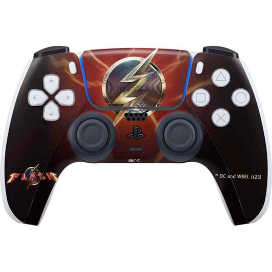 Skinit Decal Gaming Skin Compatible with PS5 Controller - Officially Licensed DC Comics The Flash Movie: Logo Poster Design