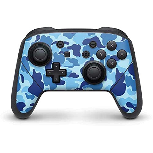 Skinit Decal Gaming Skin Compatible with Nintendo Switch Pro Controller - Light Blue Street Camo Design