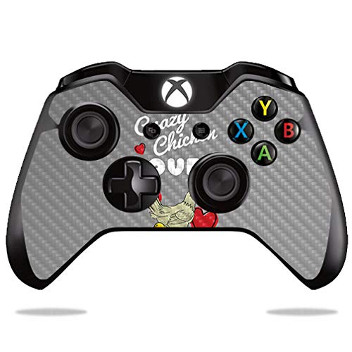 MightySkins Carbon Fiber Skin for Microsoft Xbox One or One S Controller - Crazy Chicken Lover | Protective  Durable Textured Carbon Fiber Finish | Easy to Apply  Remove | Made in The USA