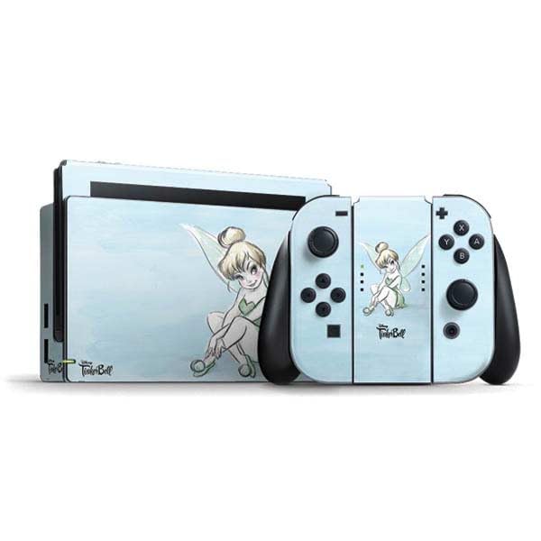 Skinit Decal Gaming Skin Compatible with Nintendo Switch Bundle - Officially Licensed Disney Tinker Bell Sketch Art Design