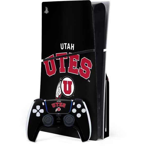 Skinit Decal Gaming Skin Compatible with PS5 Slim Disk Bundle - Officially Licensed University of Utah Utes Logo Design