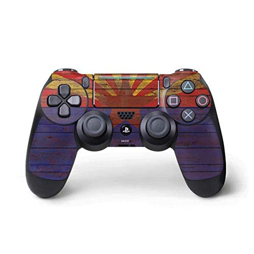 Skinit Decal Gaming Skin Compatible with PS4 Pro/Slim Controller - Arizona Flag Dark Wood Design
