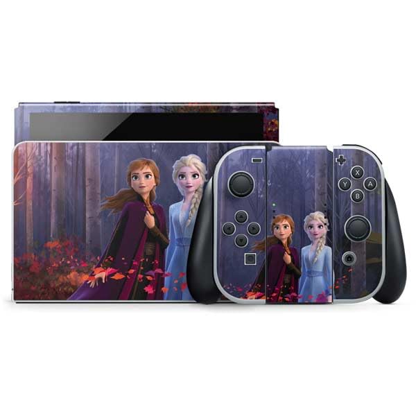Skinit Decal Gaming Skin Compatible with Nintendo Switch OLED (2021) - Officially Licensed Disney Frozen II Anna and Elsa Design