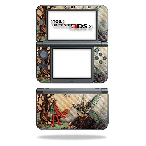 MightySkins Carbon Fiber Skin for Nintendo New 3DS XL (2015) - Tale of A Dragon | Protective  Durable Textured Carbon Fiber Finish | Easy to Apply  Remove  and Change Styles | Made in The USA