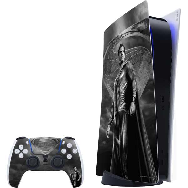 Skinit Decal Gaming Skin Compatible with PS5 Bundle - Officially Licensed The Justice League (2017) Superman Poster Design
