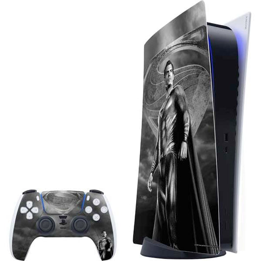 Skinit Decal Gaming Skin Compatible with PS5 Bundle - Officially Licensed The Justice League (2017) Superman Poster Design
