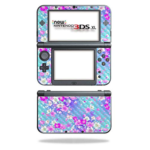 MightySkins Carbon Fiber Skin for Nintendo New 3DS XL (2015) - in Bloom | Protective  Durable Textured Carbon Fiber Finish | Easy to Apply  Remove  and Change Styles | Made in The USA