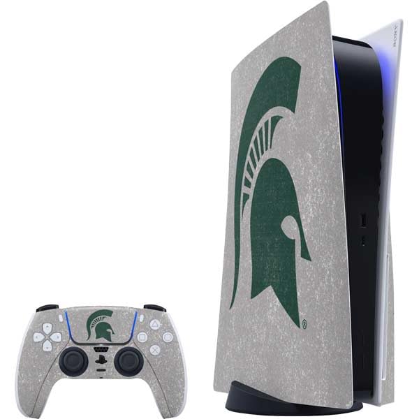 Skinit Decal Gaming Skin Compatible with PS5 Bundle - Officially Licensed Michigan State University Grey Spartans Logo Design