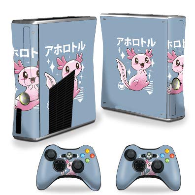 MightySkins Skin Compatible with Xbox 360 S Console - Axolotl Kawaii | Protective, Durable, and Unique Vinyl Decal wrap Cover | 