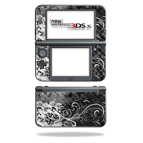 MightySkins Carbon Fiber Skin for Nintendo New 3DS XL (2015) - Black Flourish | Protective  Durable Textured Carbon Fiber Finish | Easy to Apply  Remove  and Change Styles | Made in The USA