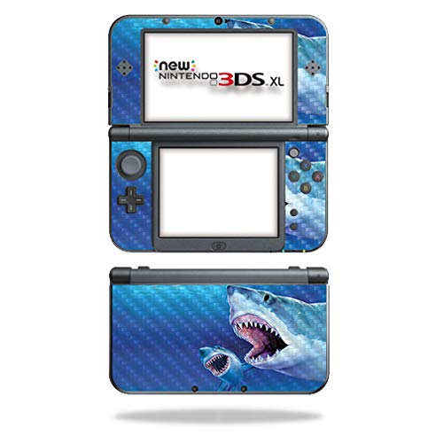 MightySkins Carbon Fiber Skin for Nintendo New 3DS XL (2015) - Great Whites | Protective  Durable Textured Carbon Fiber Finish | Easy to Apply  Remove  and Change Styles | Made in The USA