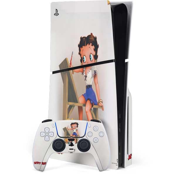 Skinit Decal Gaming Skin Compatible with PS5 Slim Disk Bundle - Officially Licensed Betty Boop The Artist Design
