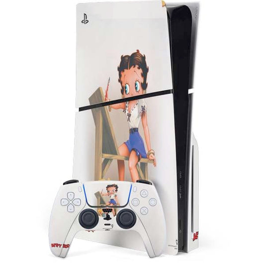 Skinit Decal Gaming Skin Compatible with PS5 Slim Disk Bundle - Officially Licensed Betty Boop The Artist Design