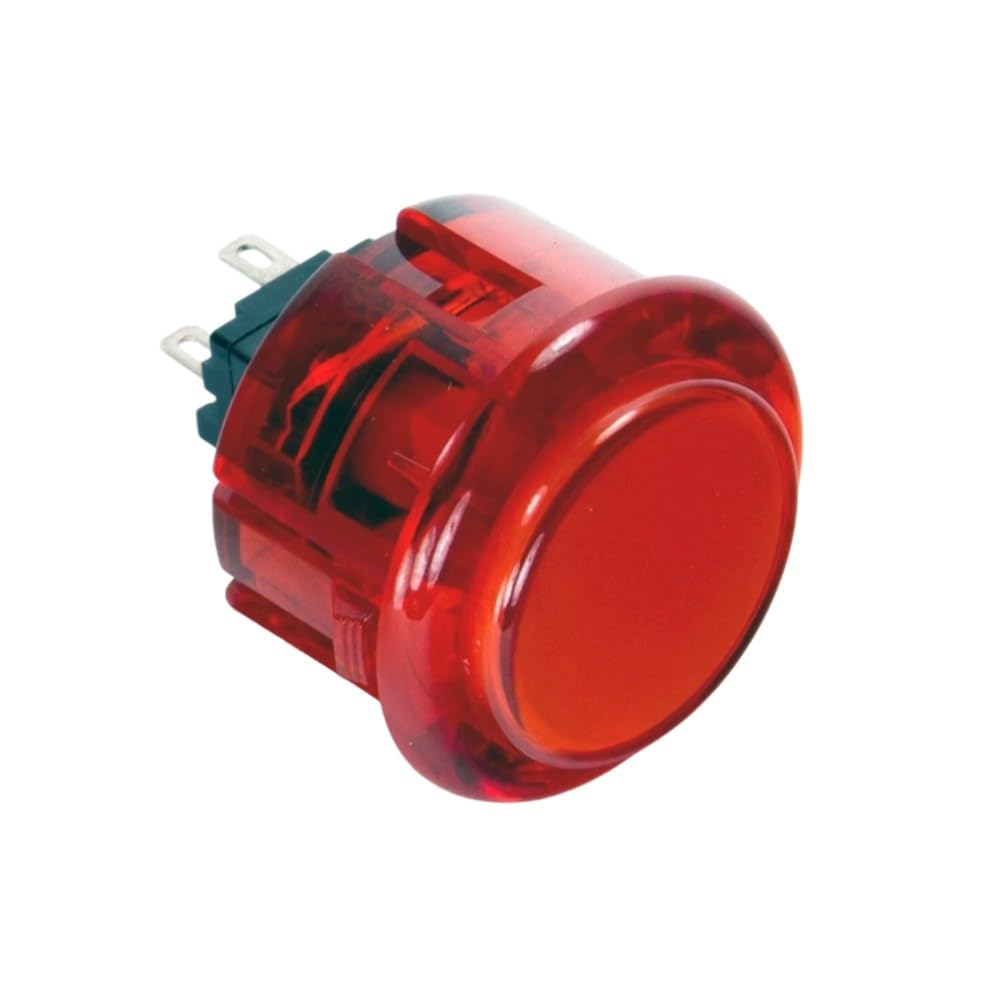 AKUYAO 30mm Mounting Hole Translucent Card-style PUSH BUTTON SWITCH for Arcade Video Momentary Game (Clear Red)