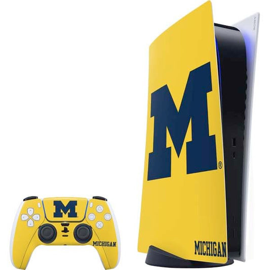 Skinit Decal Gaming Skin Compatible with PS5 Bundle - Officially Licensed University of Michigan M Logo Yellow Design