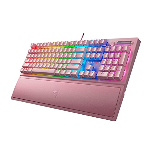 Razer BlackWidow V3 Gaming Keyboard - Mechanical Green Switch, RGB Lighting, Quartz Pink (Renewed)