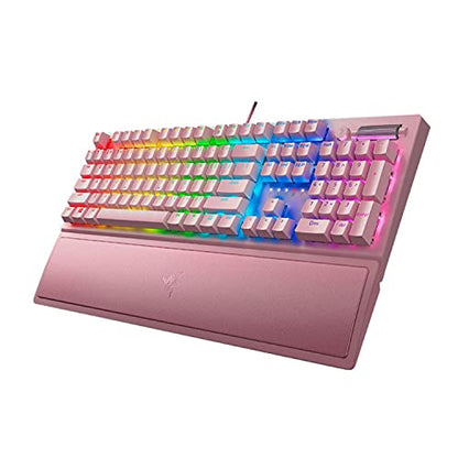 Razer BlackWidow V3 Gaming Keyboard - Mechanical Green Switch, RGB Lighting, Quartz Pink (Renewed)