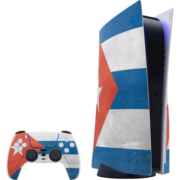 Skinit Decal Gaming Skin Compatible with PS5 Bundle - Cuban Flag Distressed Design