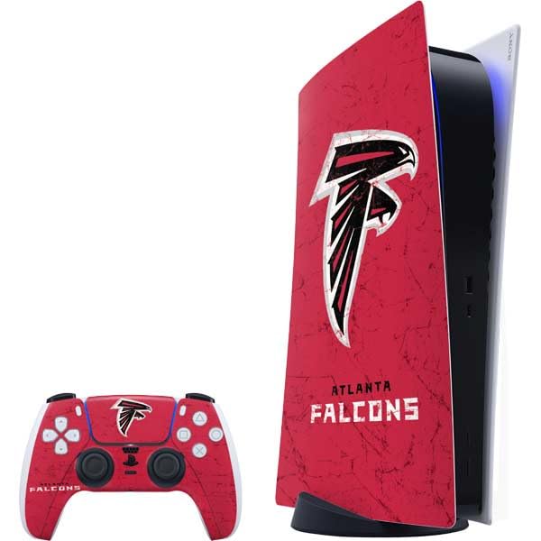 Skinit Decal Gaming Skin Compatible with PS5 Bundle - Officially Licensed NFL Atlanta Falcons - Alternate Distressed Design