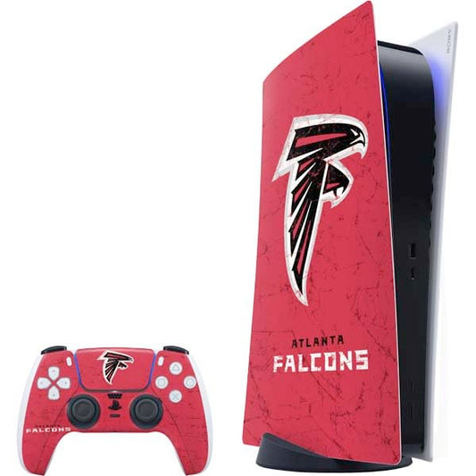 Skinit Decal Gaming Skin Compatible with PS5 Bundle - Officially Licensed NFL Atlanta Falcons - Alternate Distressed Design