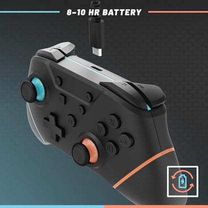Hyperkin Armor3 Wireless Controller for Nintendo Switch - Black/Orange, Model M07467-BUOR