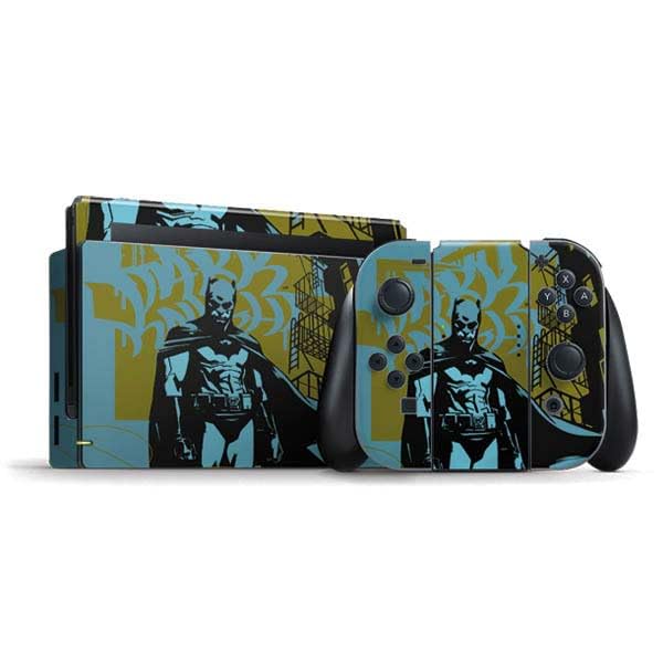 Skinit Decal Gaming Skin Compatible with Nintendo Switch Bundle - Officially Licensed DC Comics Batman Poster Abstract Design