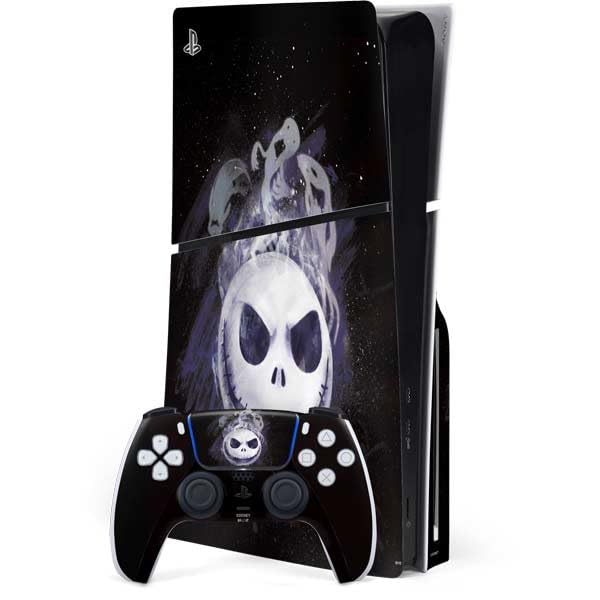 Skinit Decal Gaming Skin Compatible with PS5 Slim Disk Bundle - Officially Licensed Disney The Nightmare Before Christmas Jack Skellington Face Art Design